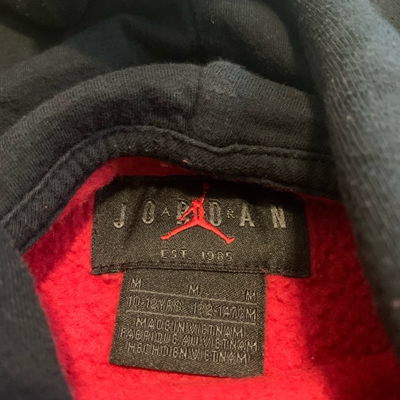 Jordan Boys Red & Black Buffalo Plaid Jumpman Hoodie - Size Medium (10-12) - Picture 3 of 6